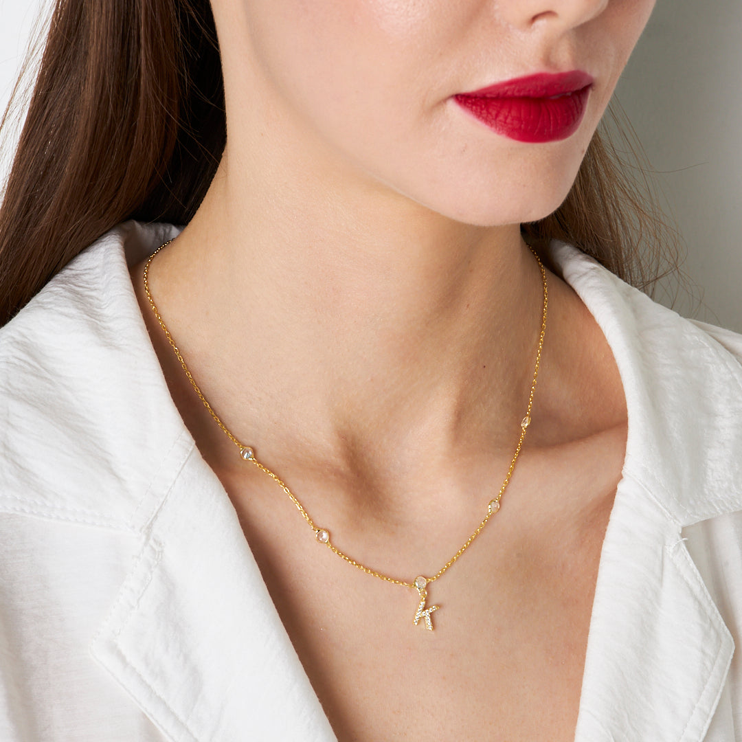 Seed Chain Letter Necklace - 925 SILVER