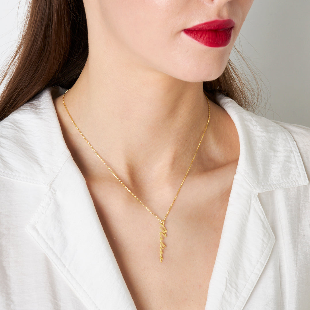 Vertical Name Necklace - 925 Silver