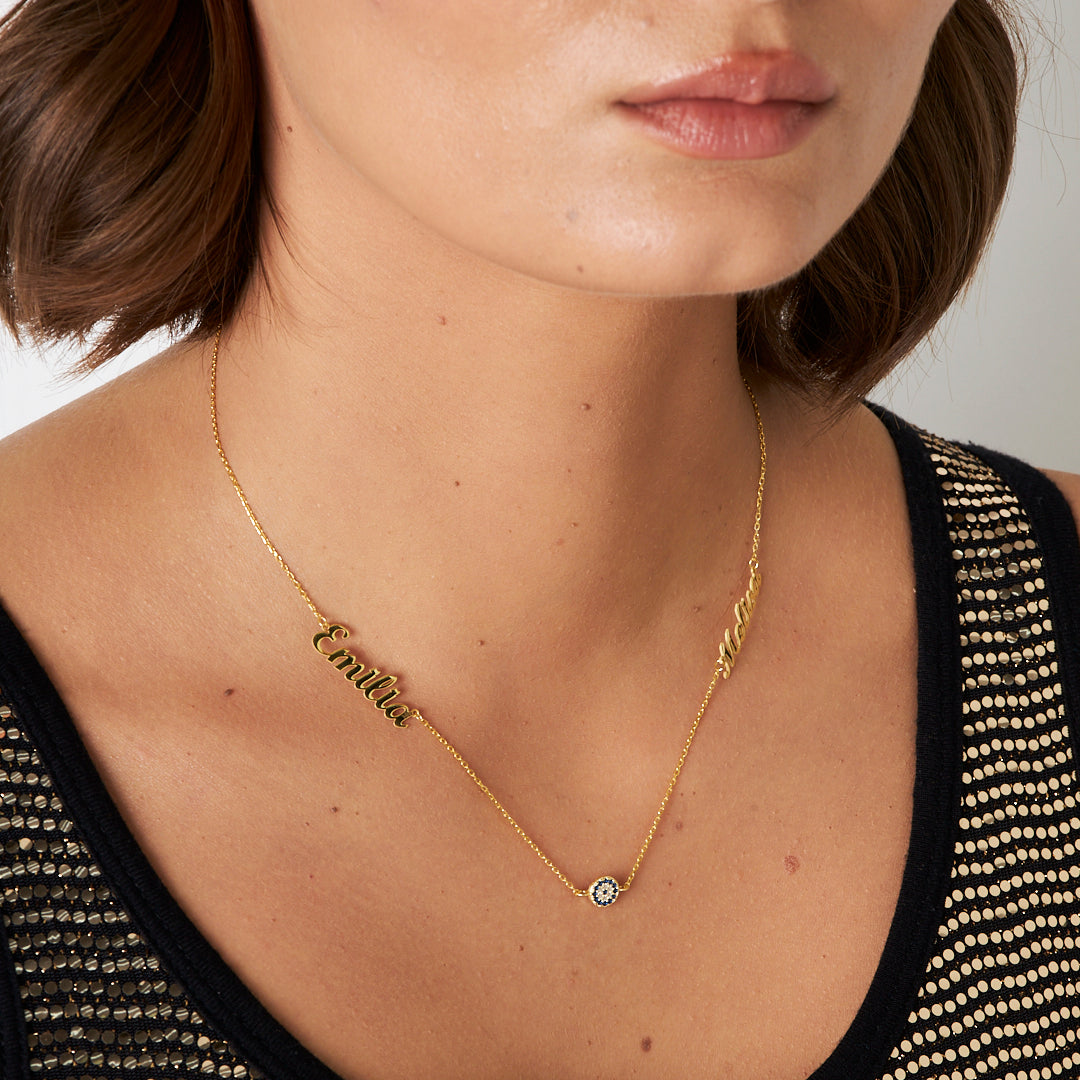 Handwritten Two Name Necklace - 925 Silver