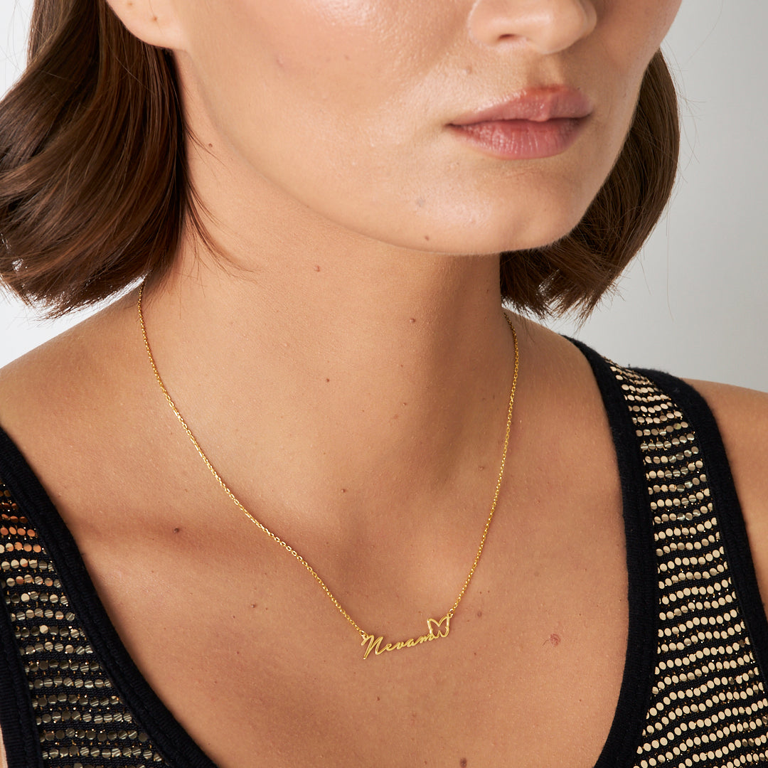 Butterfly Name Necklace - 925 Silver