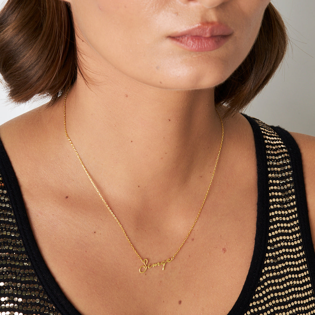 Signature Font Horizontal Name Necklace - 925 Silver