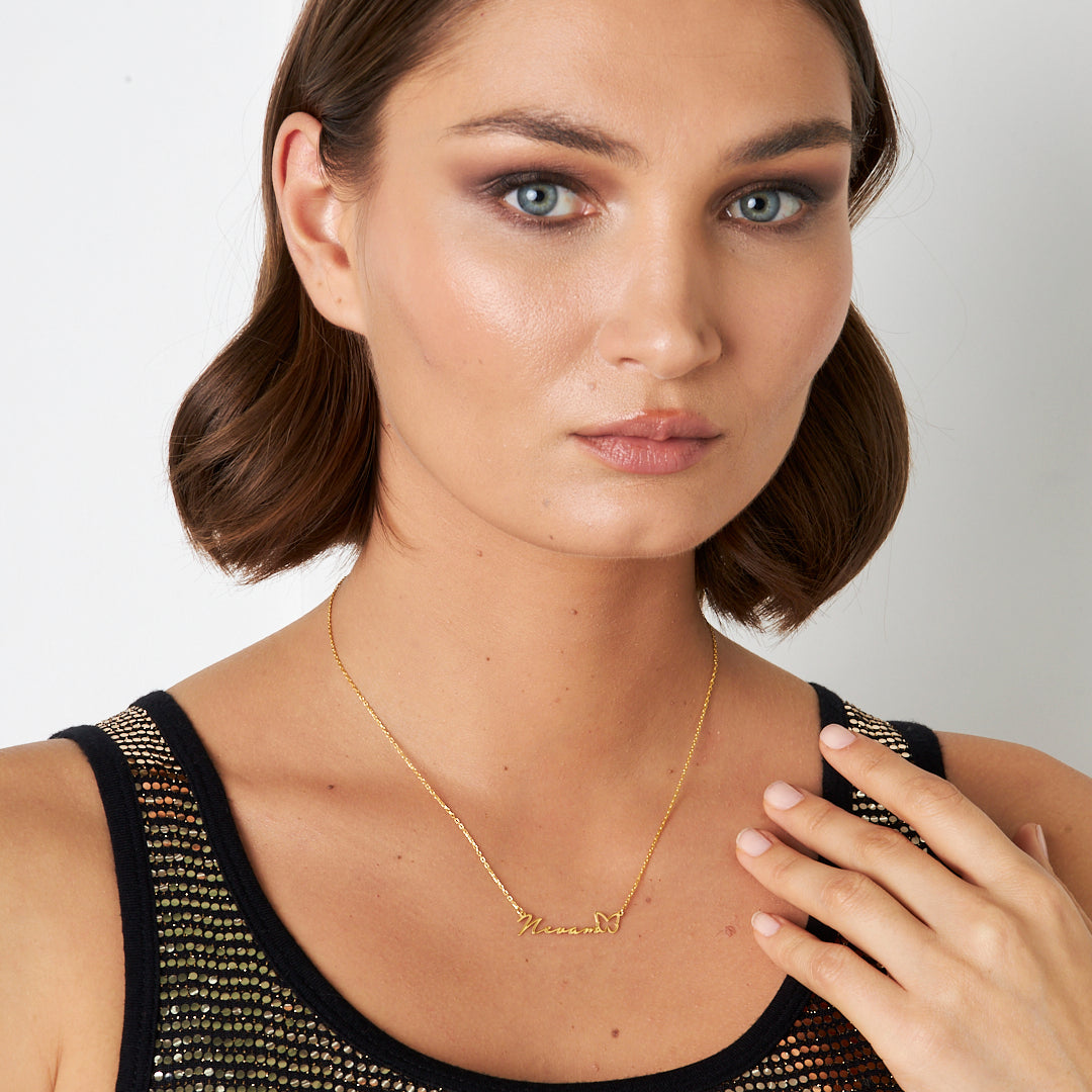 Butterfly Name Necklace - 925 Silver