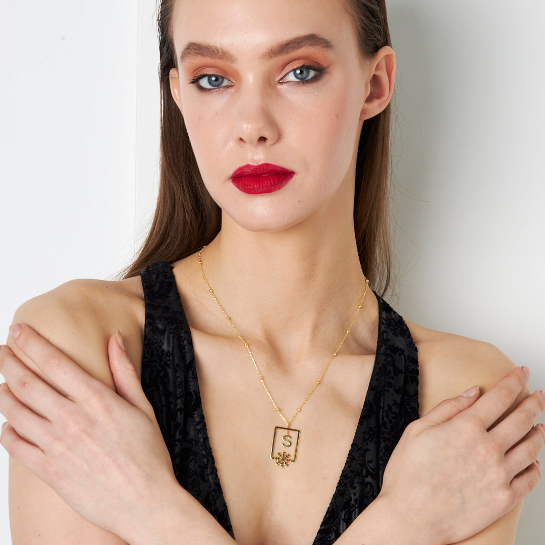 Snowflake Letter Necklace - 925 Silver