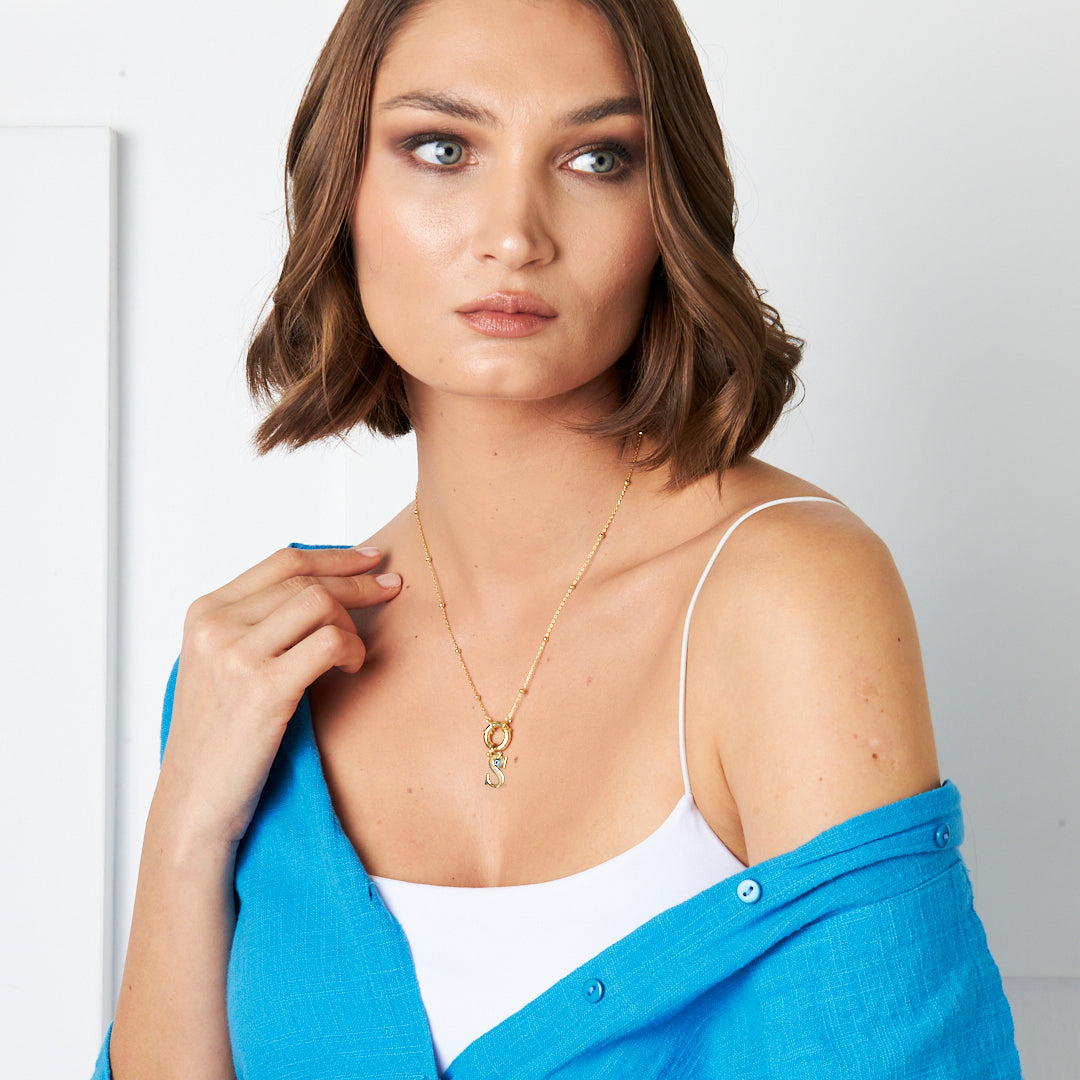 Evil Eye Signed Lock Necklace - 925 SILVER