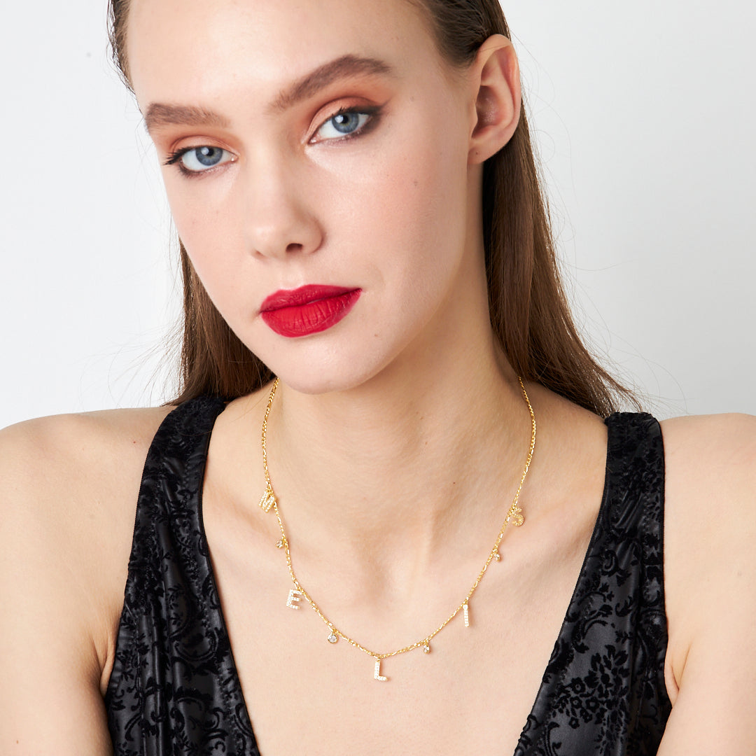 Name Necklace with Stone Details - 925 SILVER