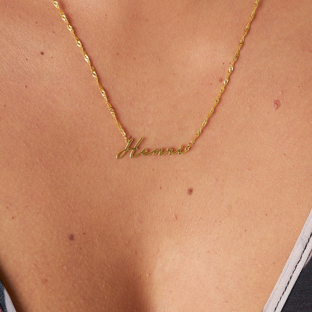 Name Necklace with Twisted Chain - 925 Silver