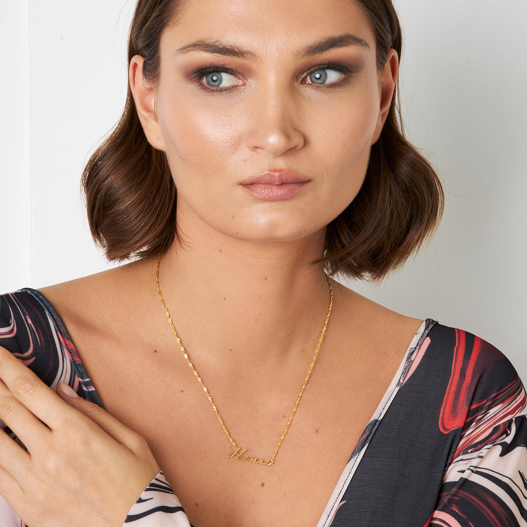 Name Necklace with Twisted Chain - 925 Silver