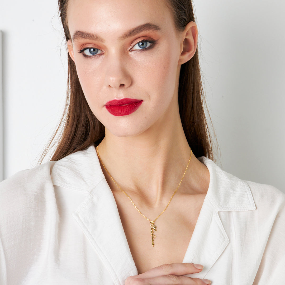Vertical Name Necklace - 925 Silver
