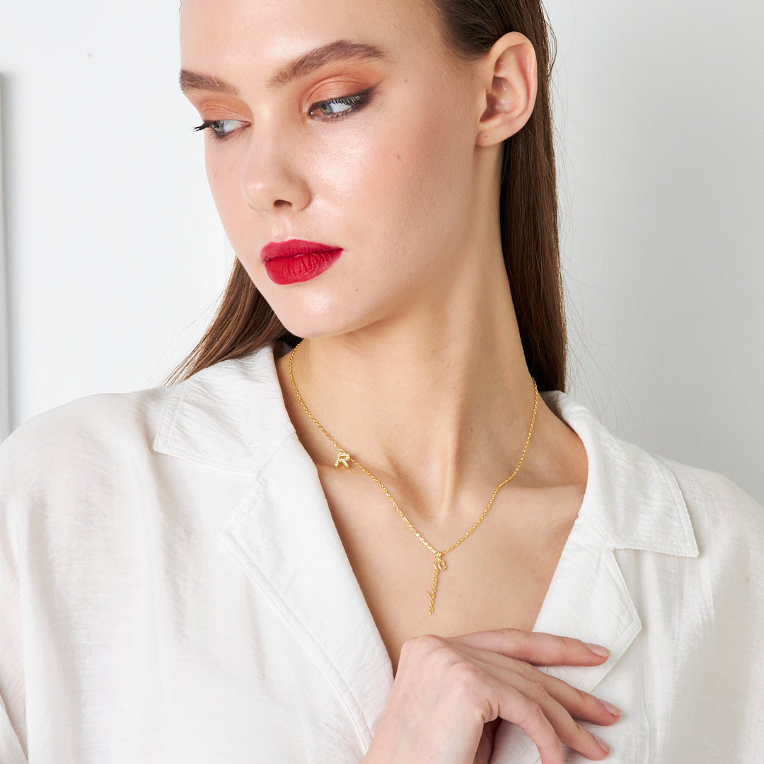 Name Initial Necklace - 925 Silver