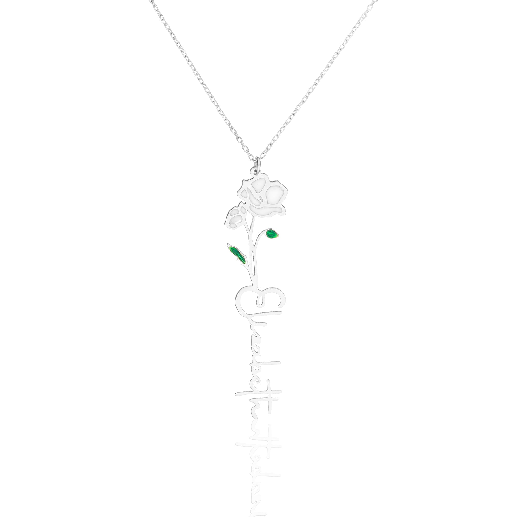 Birth Flower Name Necklace - 925 SILVER
