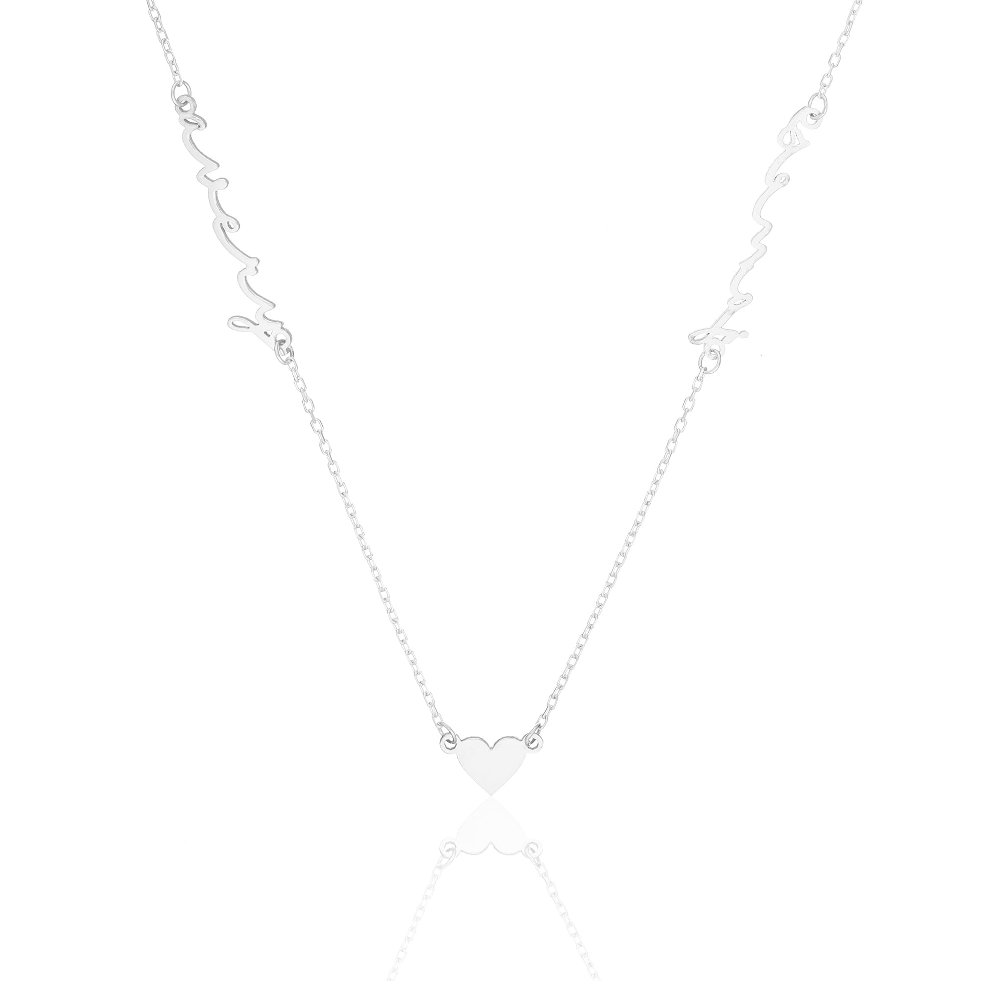 Two Name Signed Heart Necklace - 925 SILVER