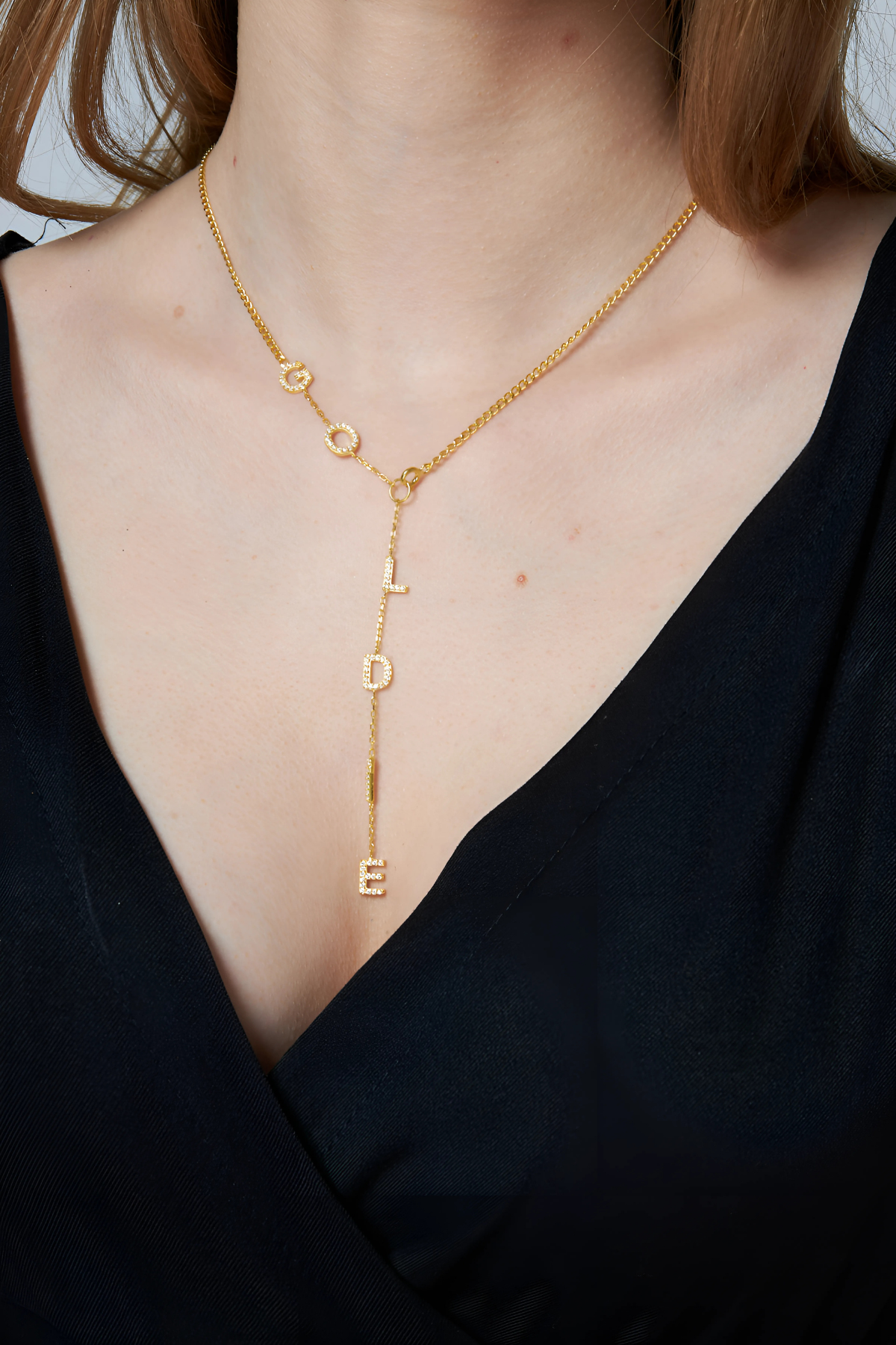 Stone Letter Y Necklace - 925 SILVER