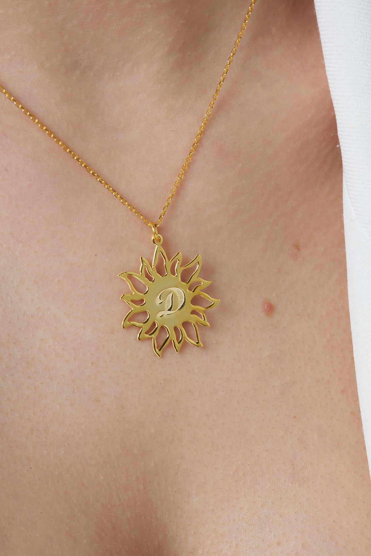 Letter Sun Necklace - 925 Silver