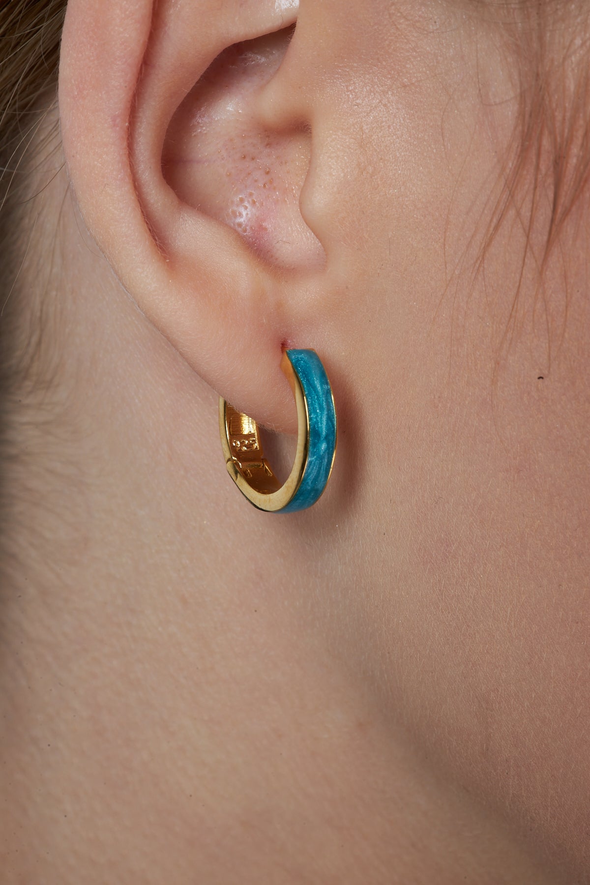 Circle Blue Hoop Earrings - 925 SILVER