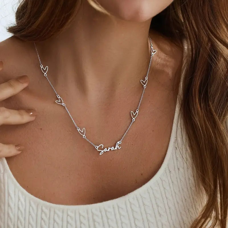 Multiple Heart Sequence Name Necklace