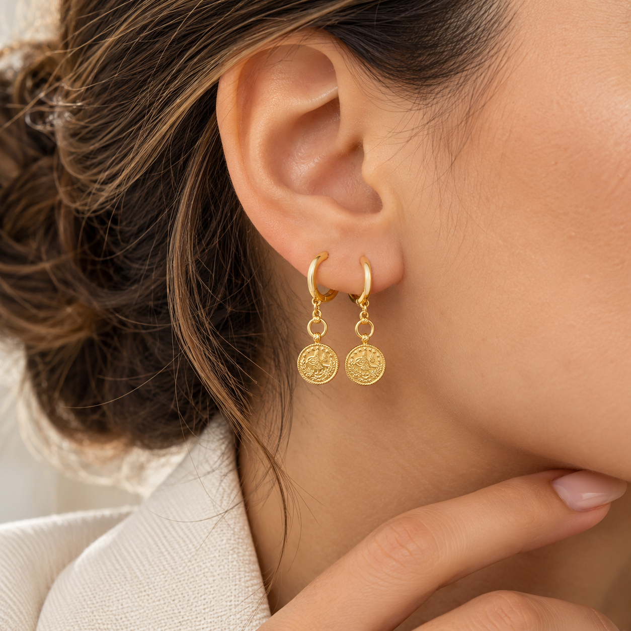 TUGRA OHRRING | 22 K GOLD