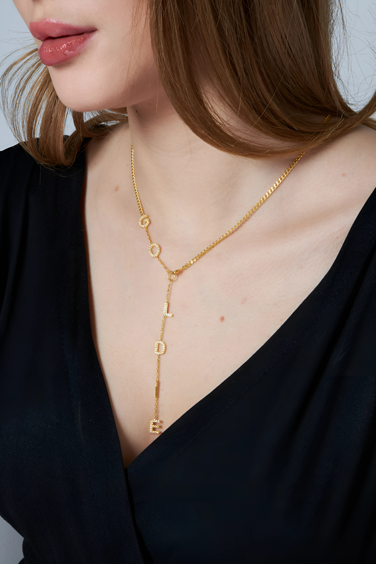 Stone Letter Y Necklace - 925 SILVER