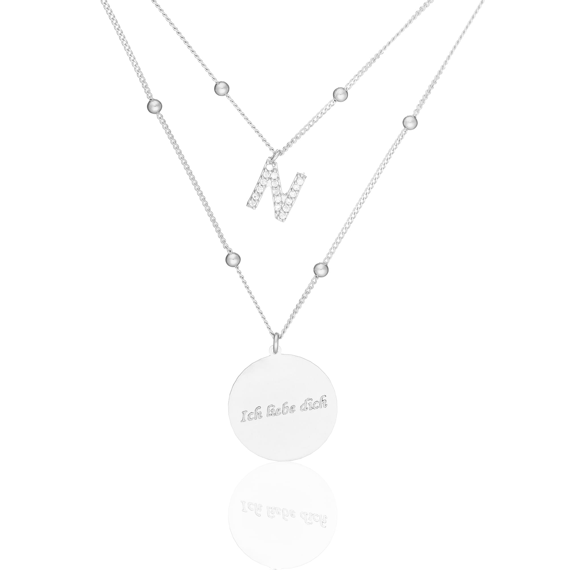 Name Chain Plate Letter Necklace - 925 SILVER