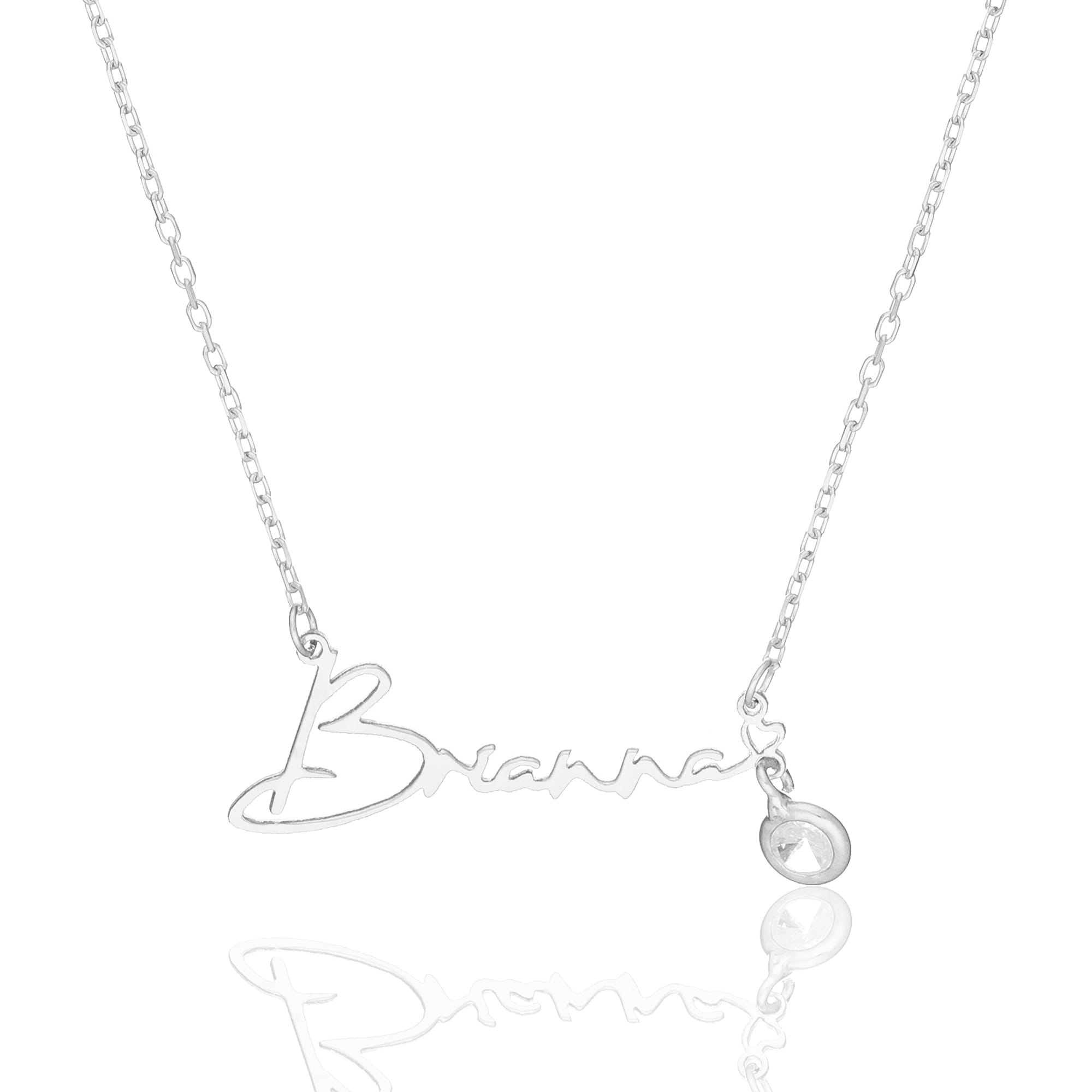 Stone Signed Name Necklace - 925 SILVER