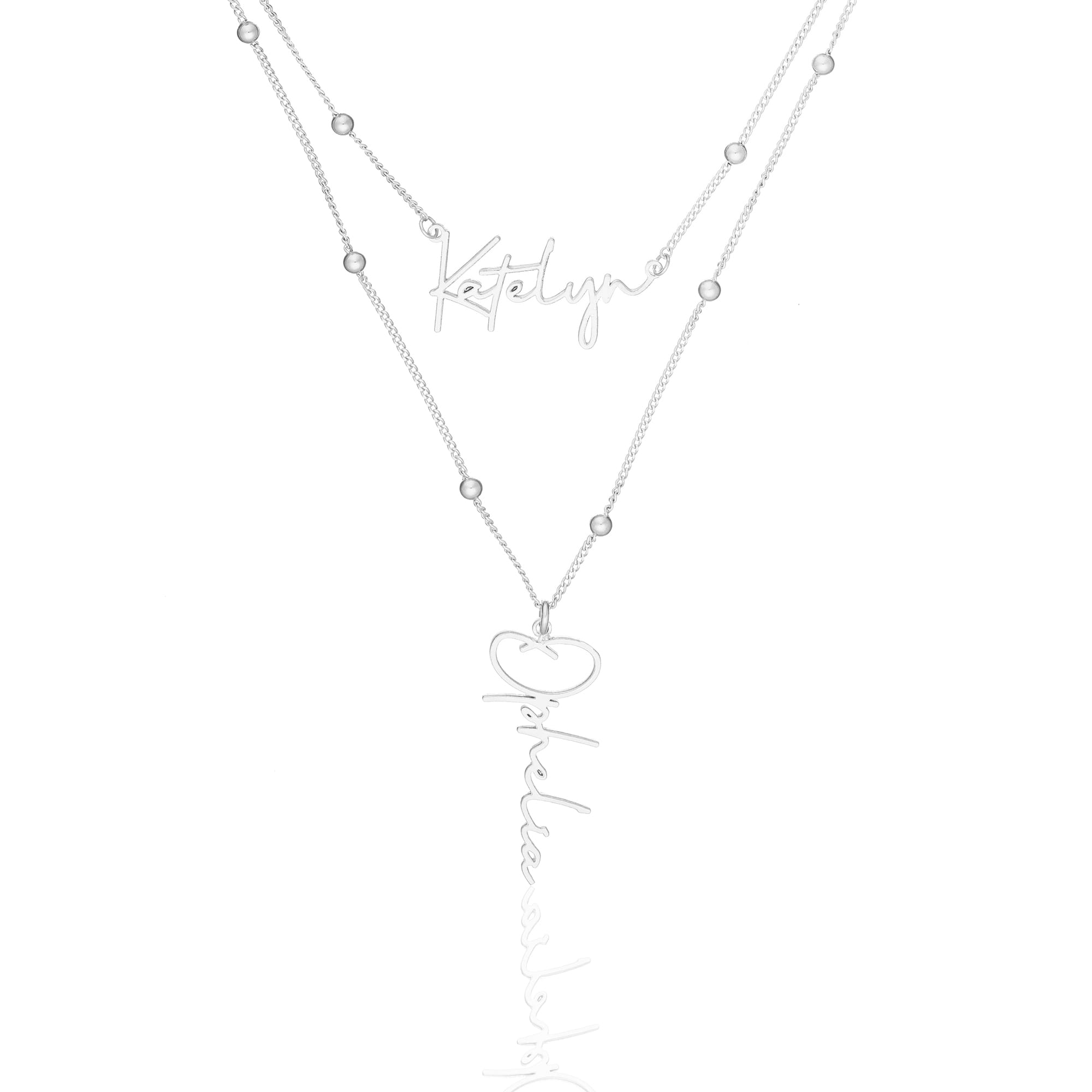 Two Name Chain Necklace - 925 SILVER
