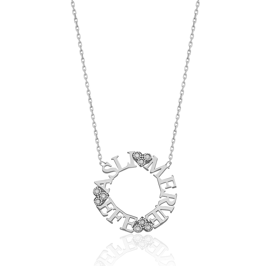 Circle name chain family necklace - 925 SILVER