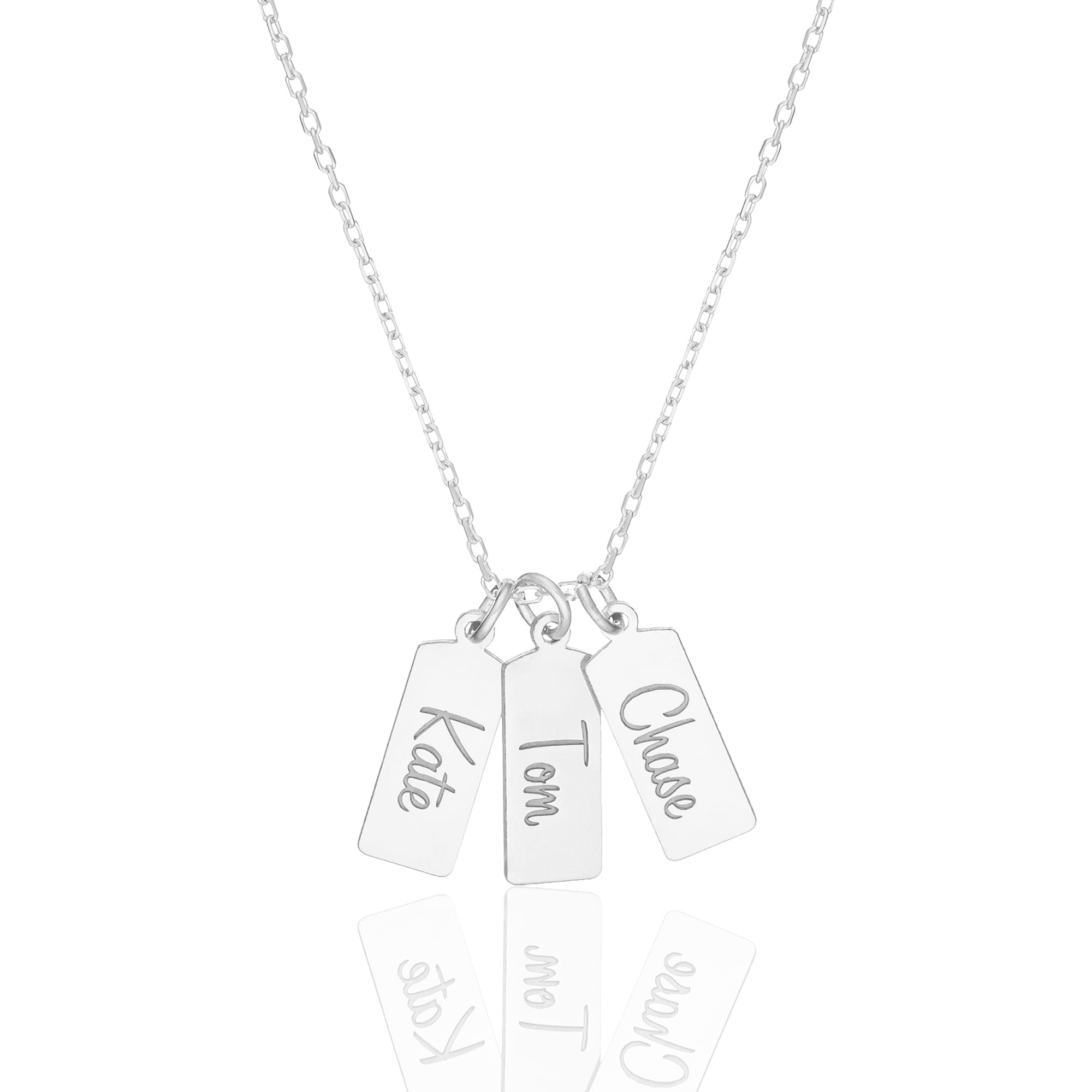 Triple Plate Name Necklace - 925 SILVER