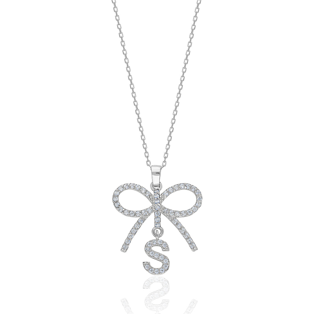 Bow Letter Necklace - 925 SILVER