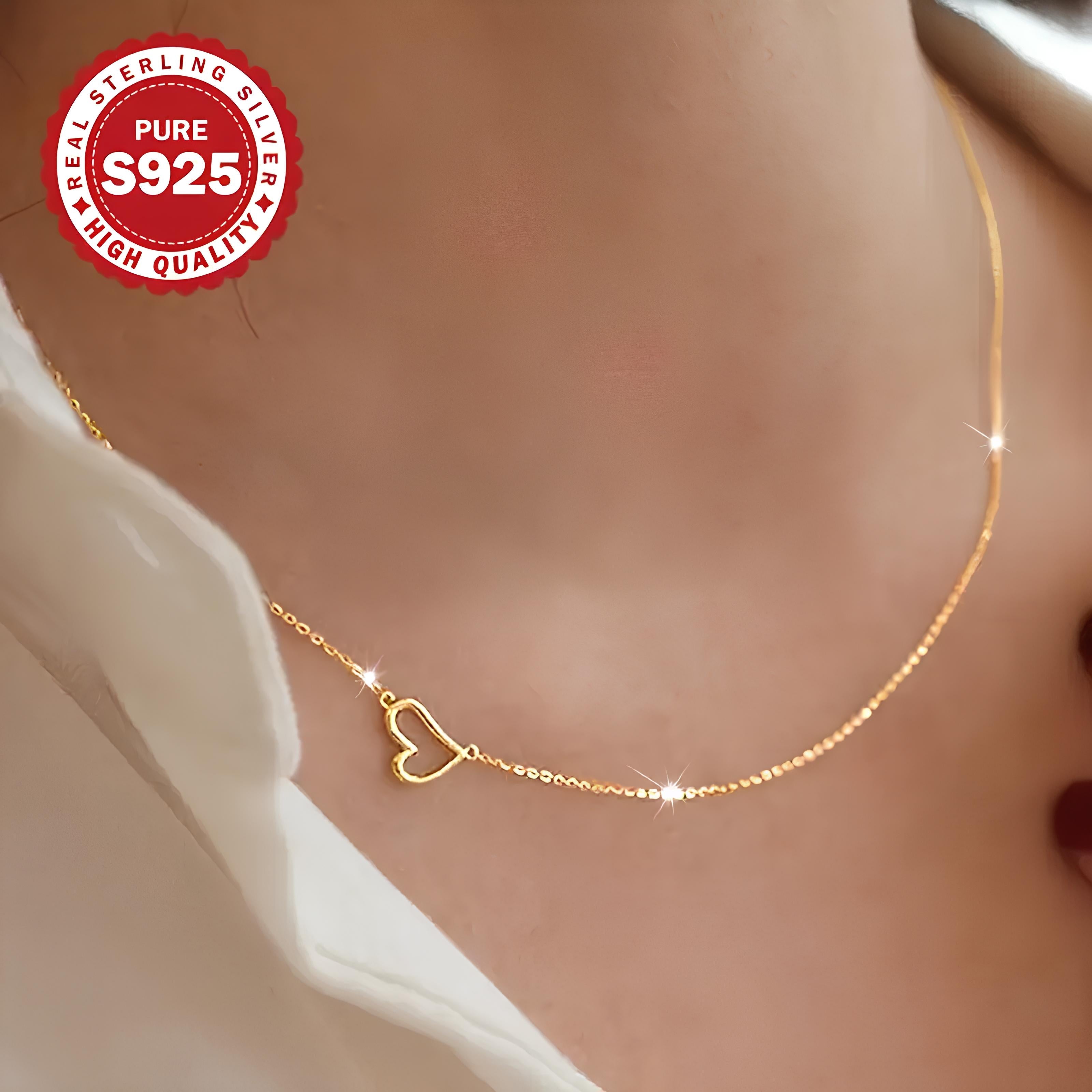 Minimal Side Heart Necklace – 925 Silver