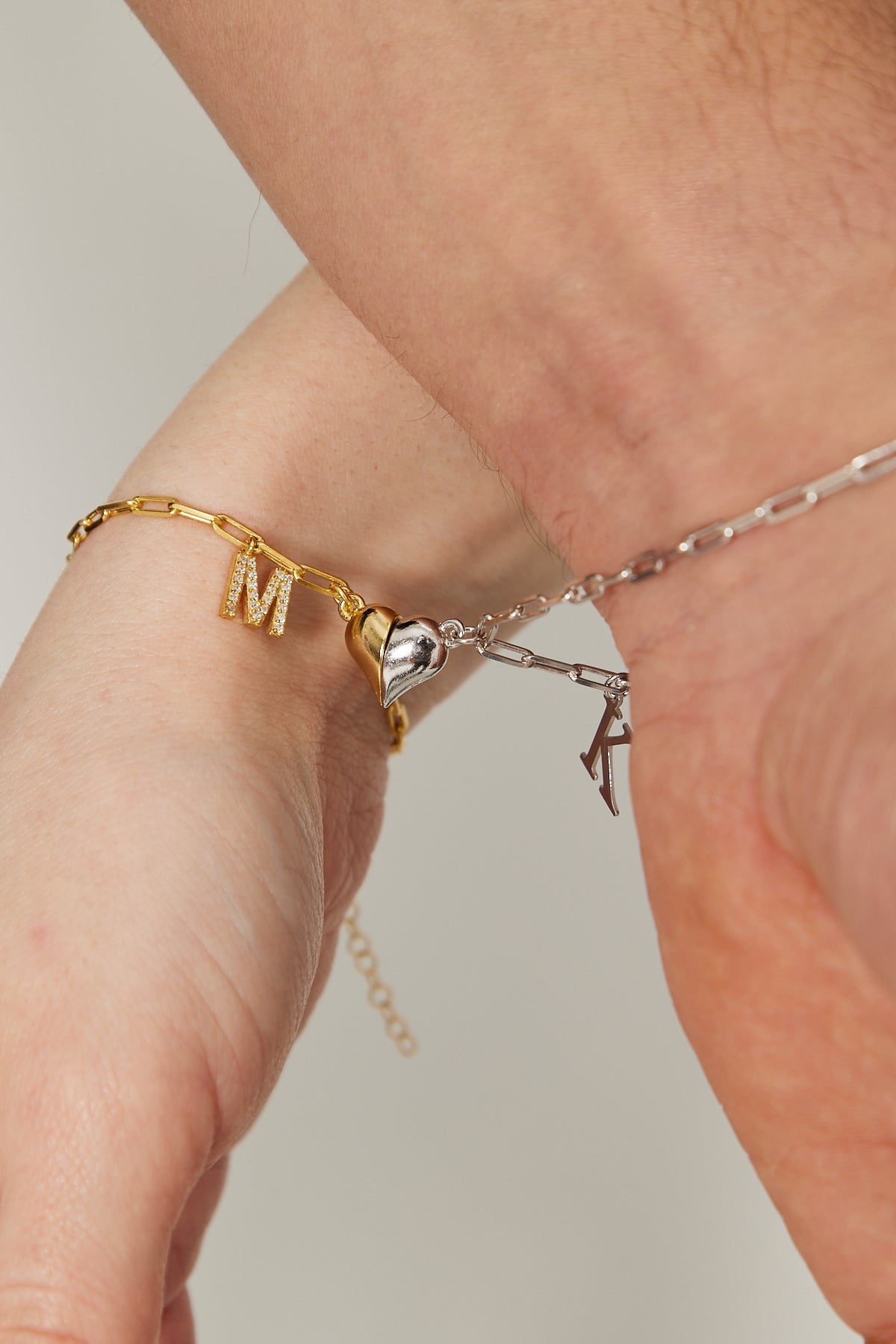Magnetic Heart Letter Couple Bracelet - 925 SILVER
