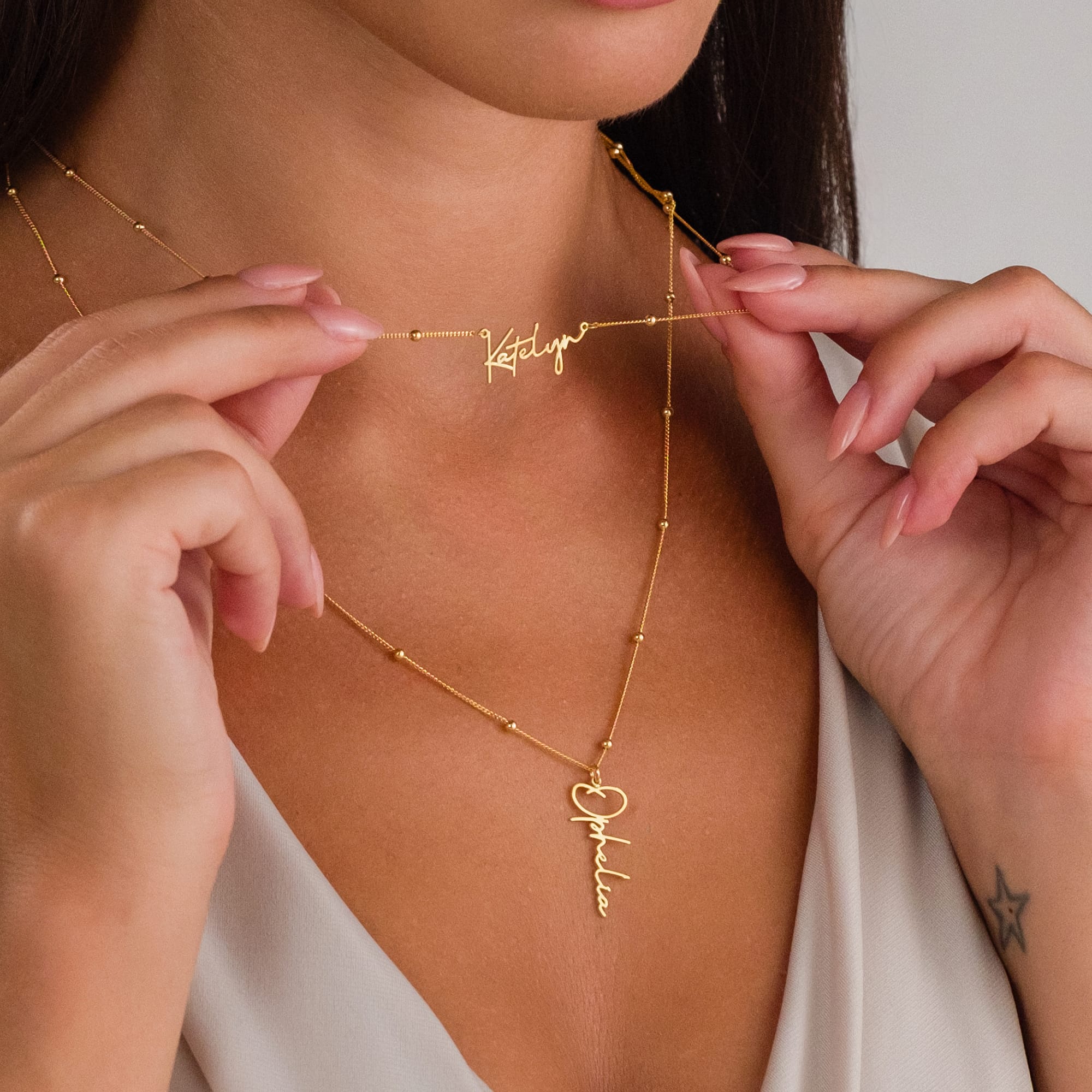 Two Name Chain Necklace - 925 SILVER