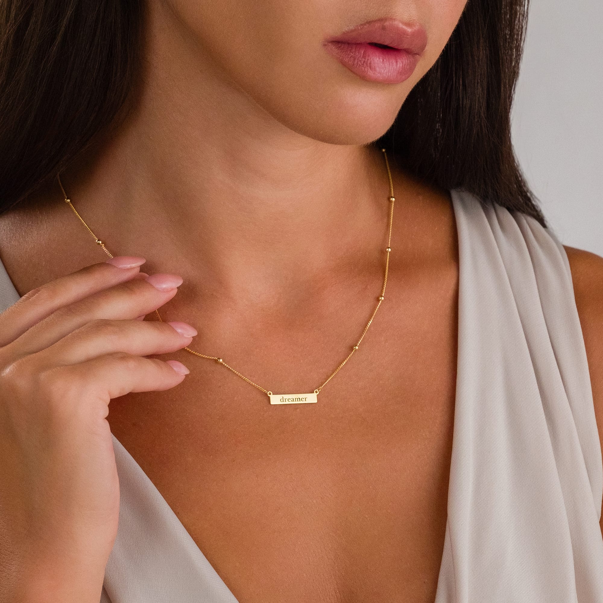 Name Necklace with Ball Chain - 925 SILVER