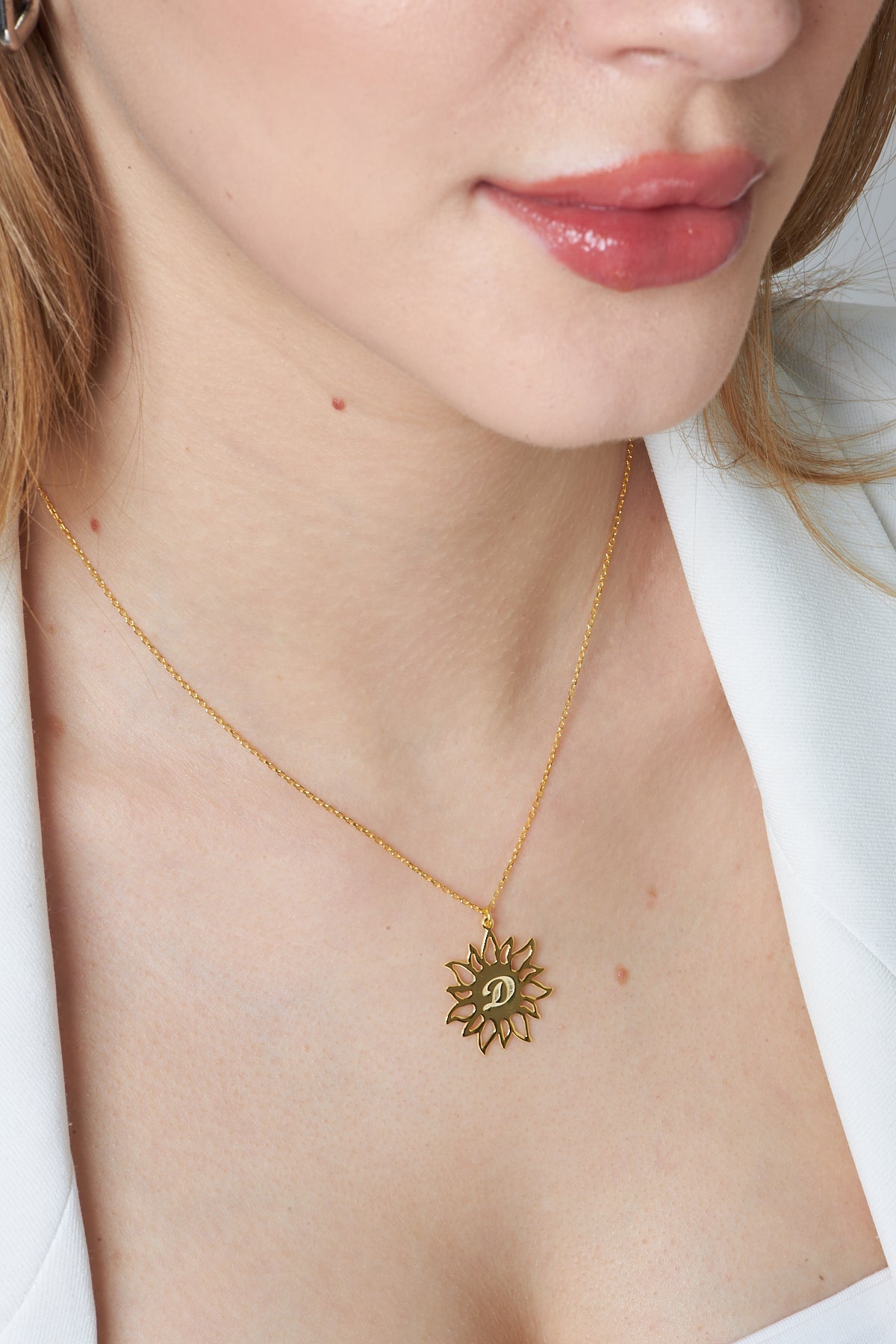 Letter Sun Necklace - 925 Silver