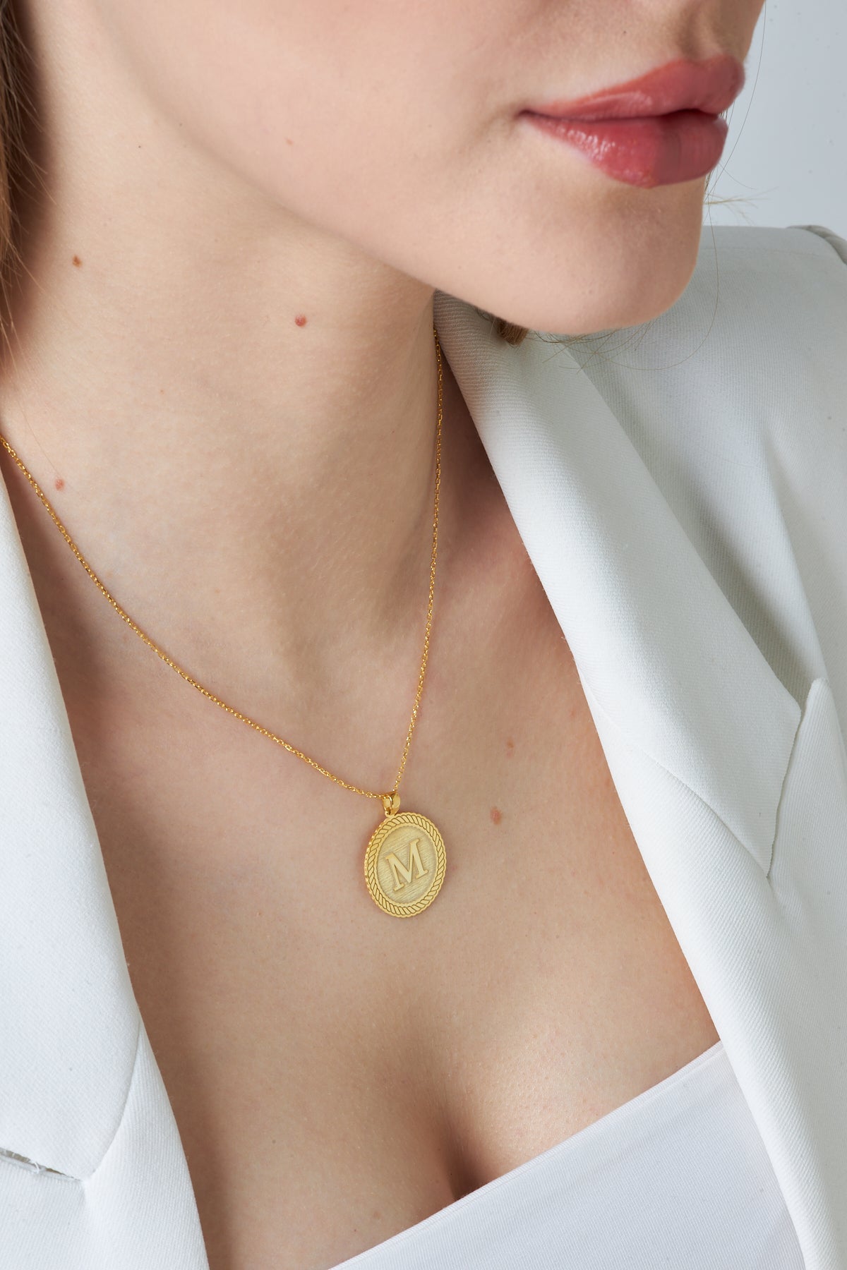 Medallion Letter Necklace - 925 SILVER