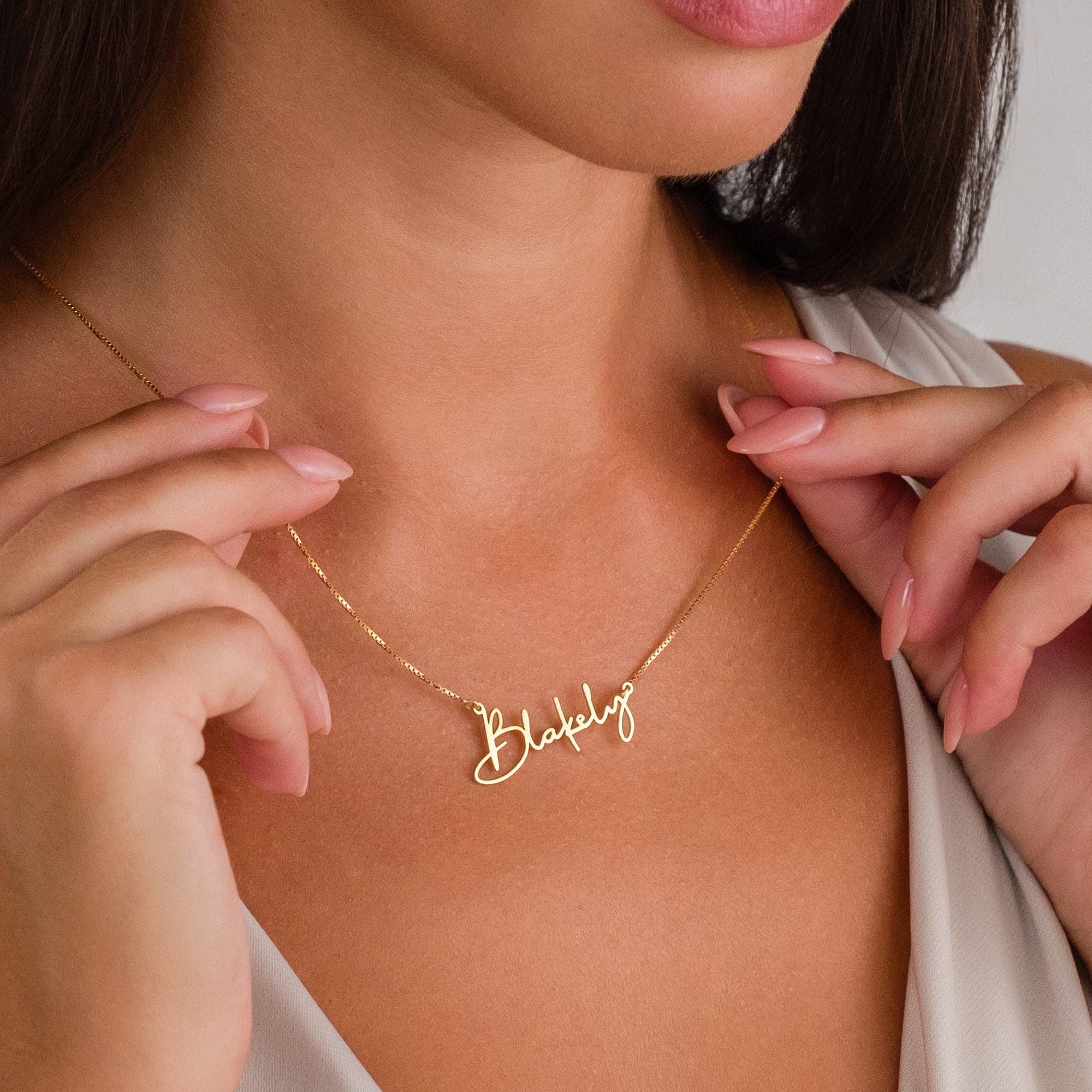 Signed Horizontal Name Necklace - 925 Silver