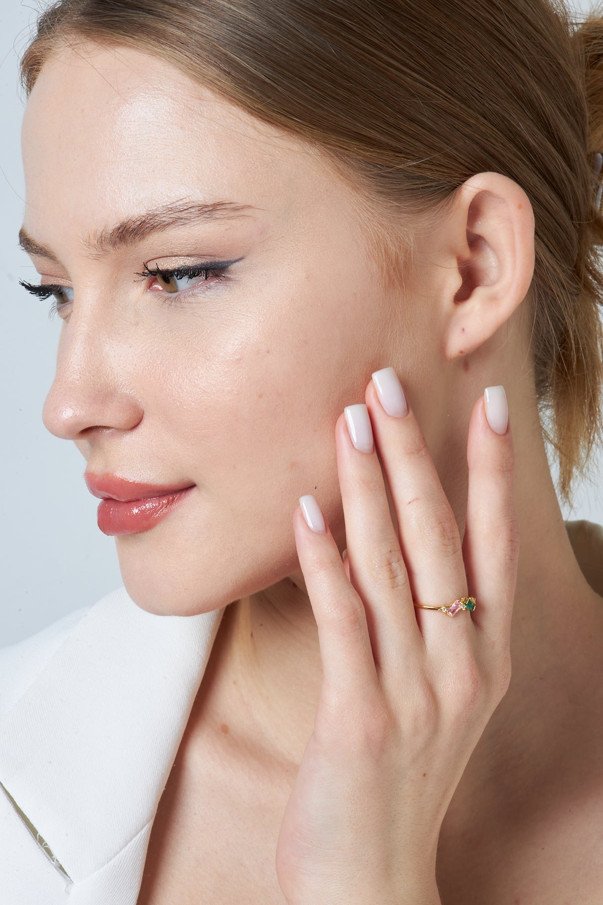 Baguette Ring with Colored Stones - 925 Silver