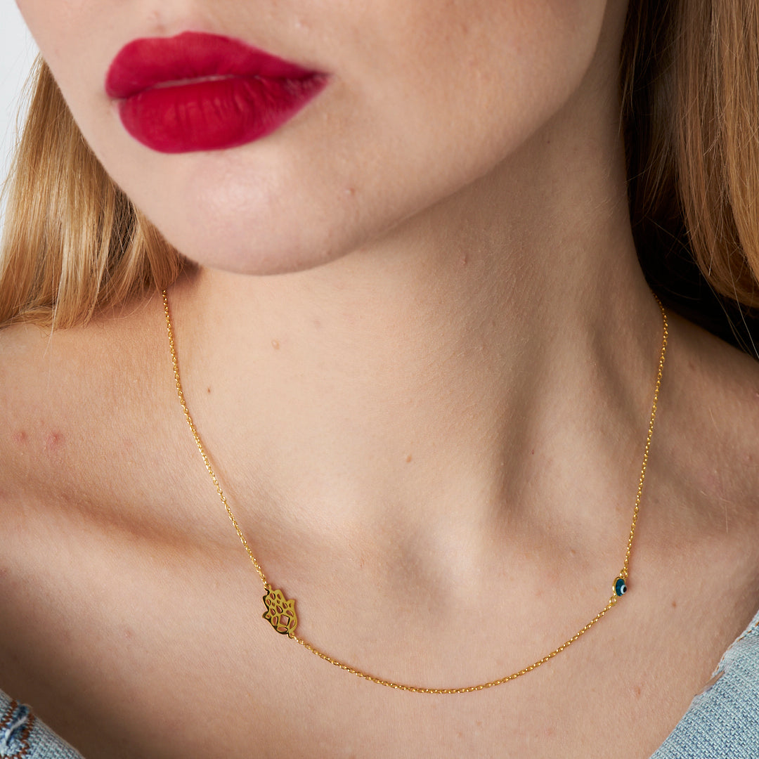 Evil Eye Hand Necklace - 925 Silver