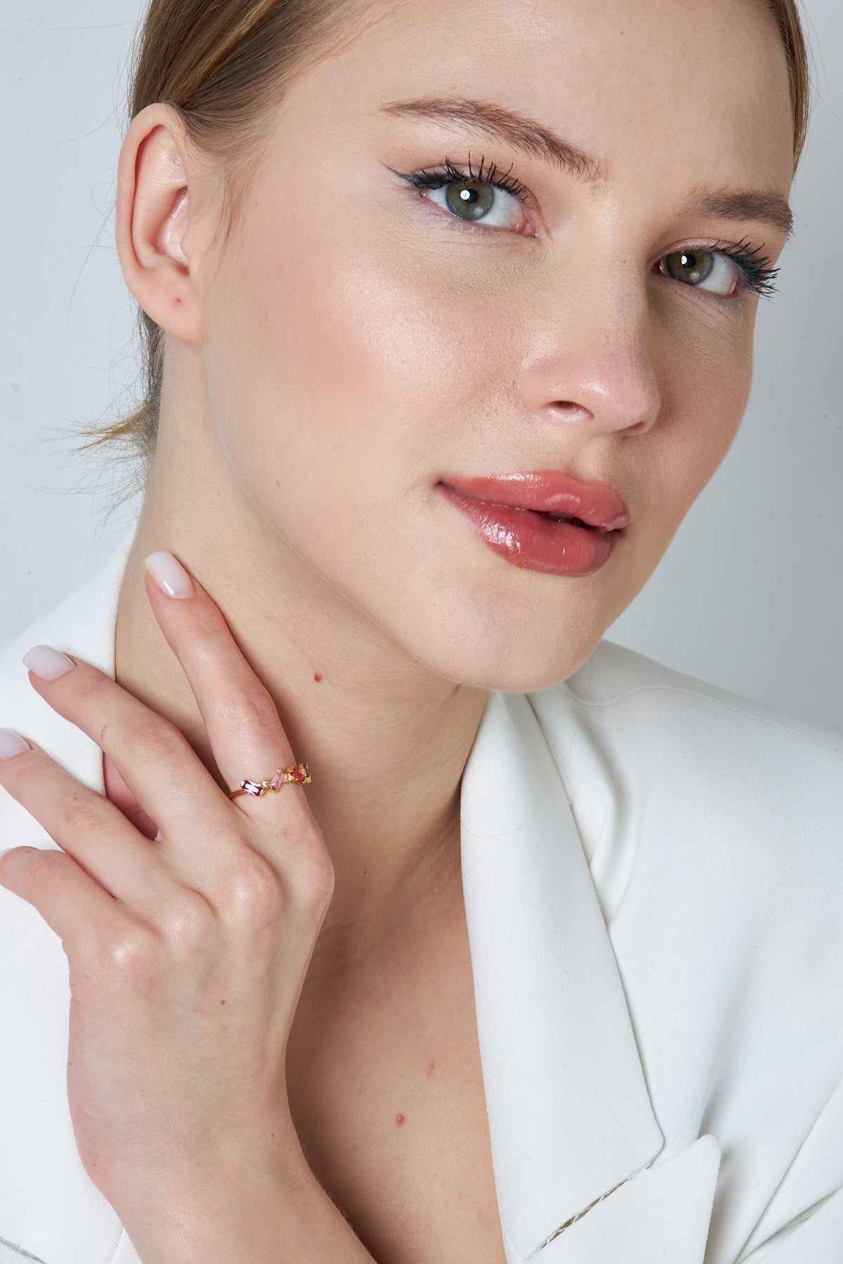 Multi-Colored Stone Baguette Ring - 925 SILVER