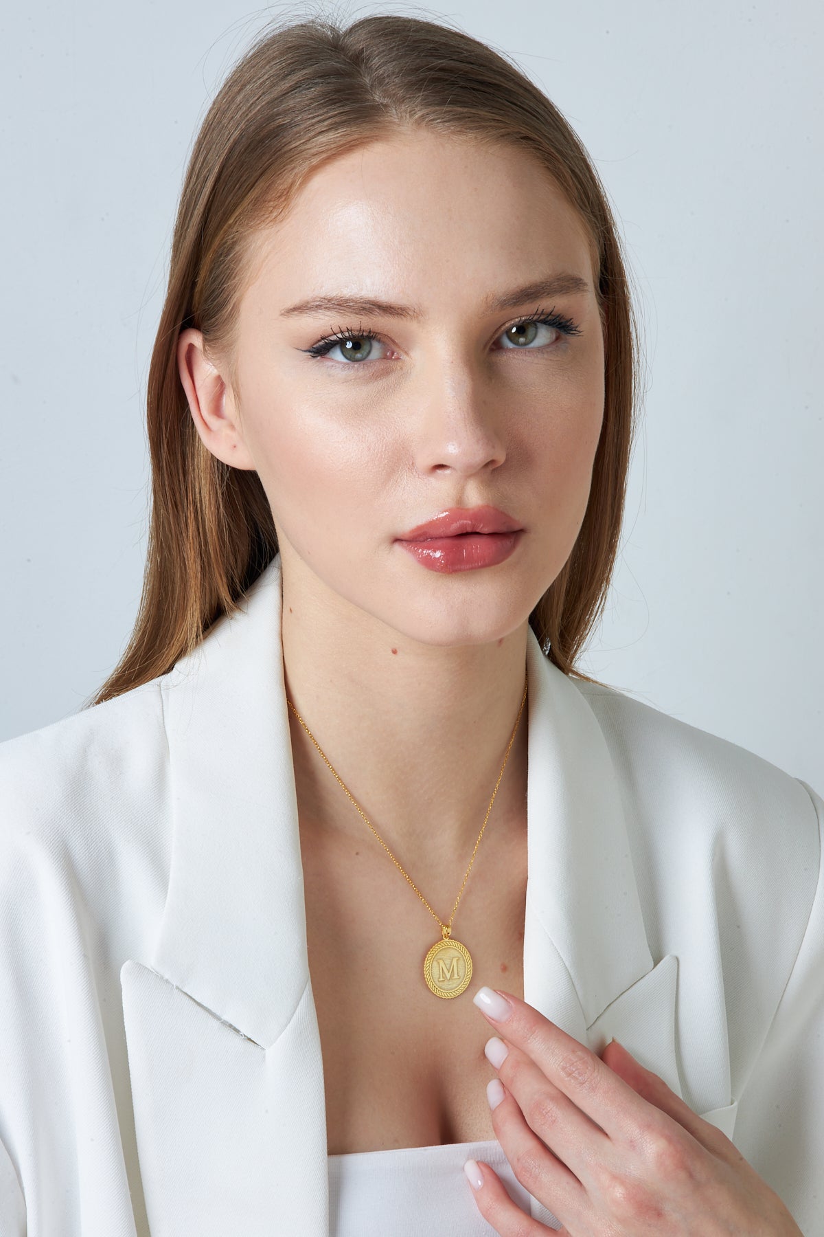 Medallion Letter Necklace - 925 SILVER