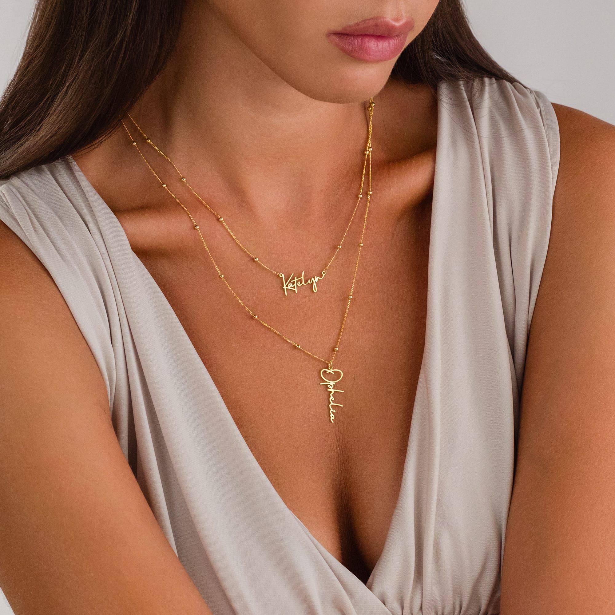 Two Name Chain Necklace - 925 SILVER