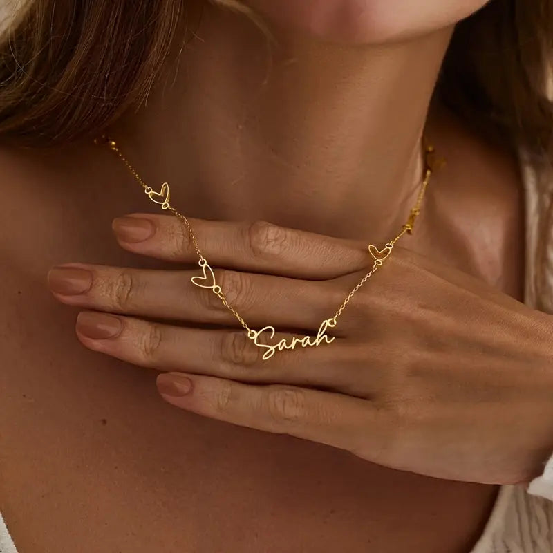 Multiple Heart Sequence Name Necklace