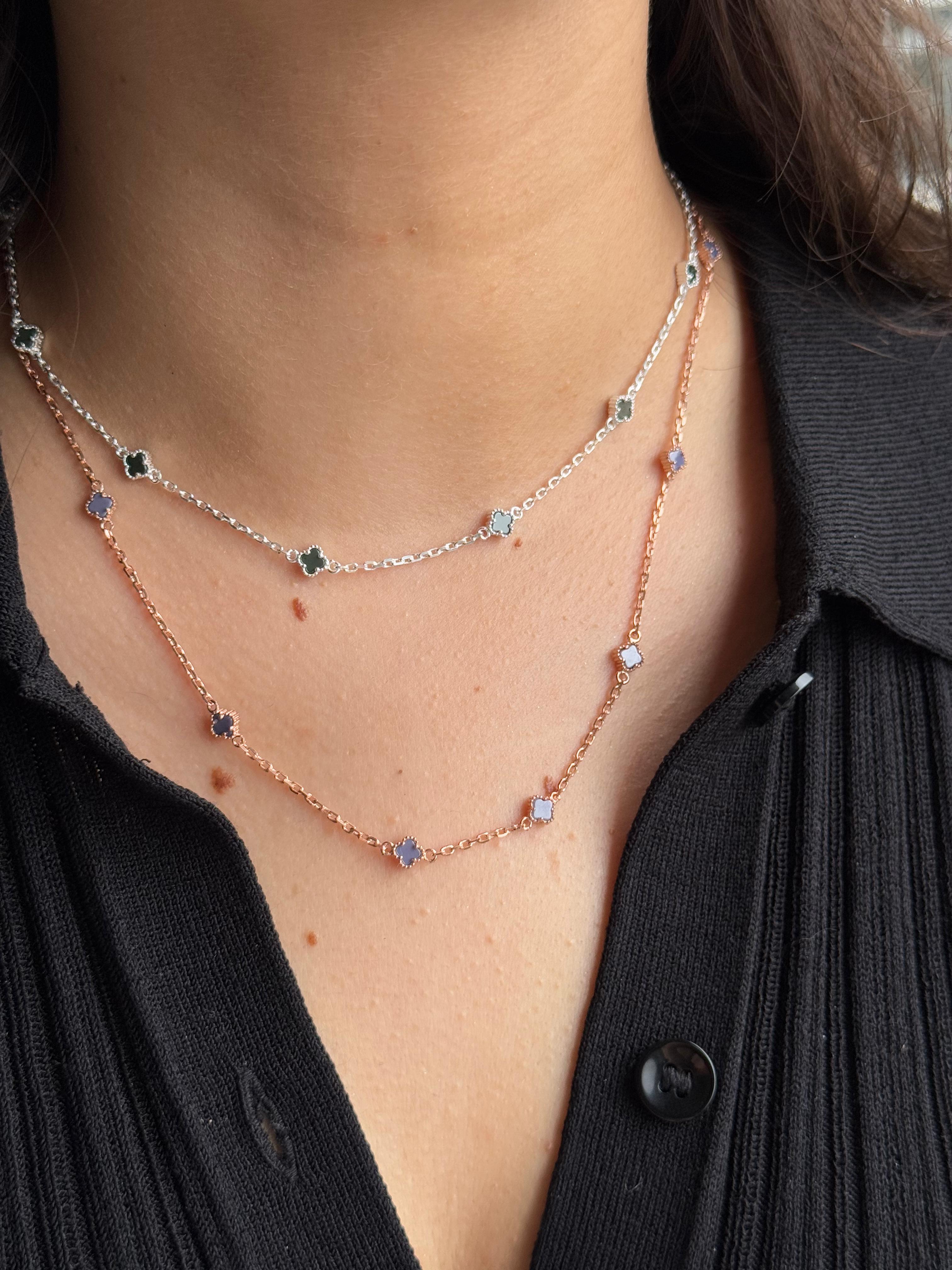 Modern Minimal Clover Necklace 925 Silver