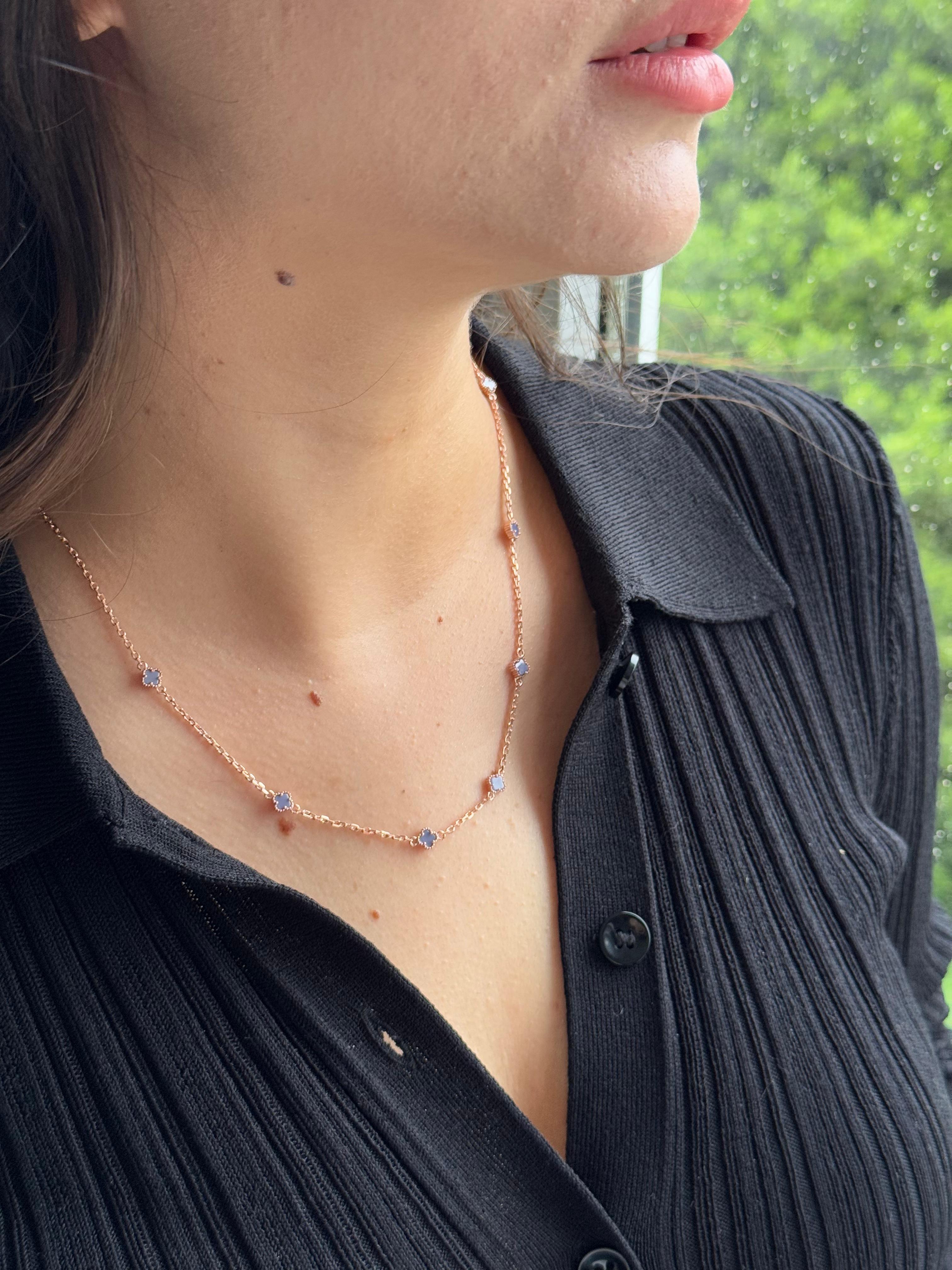 Modern Minimal Clover Necklace 925 Silver