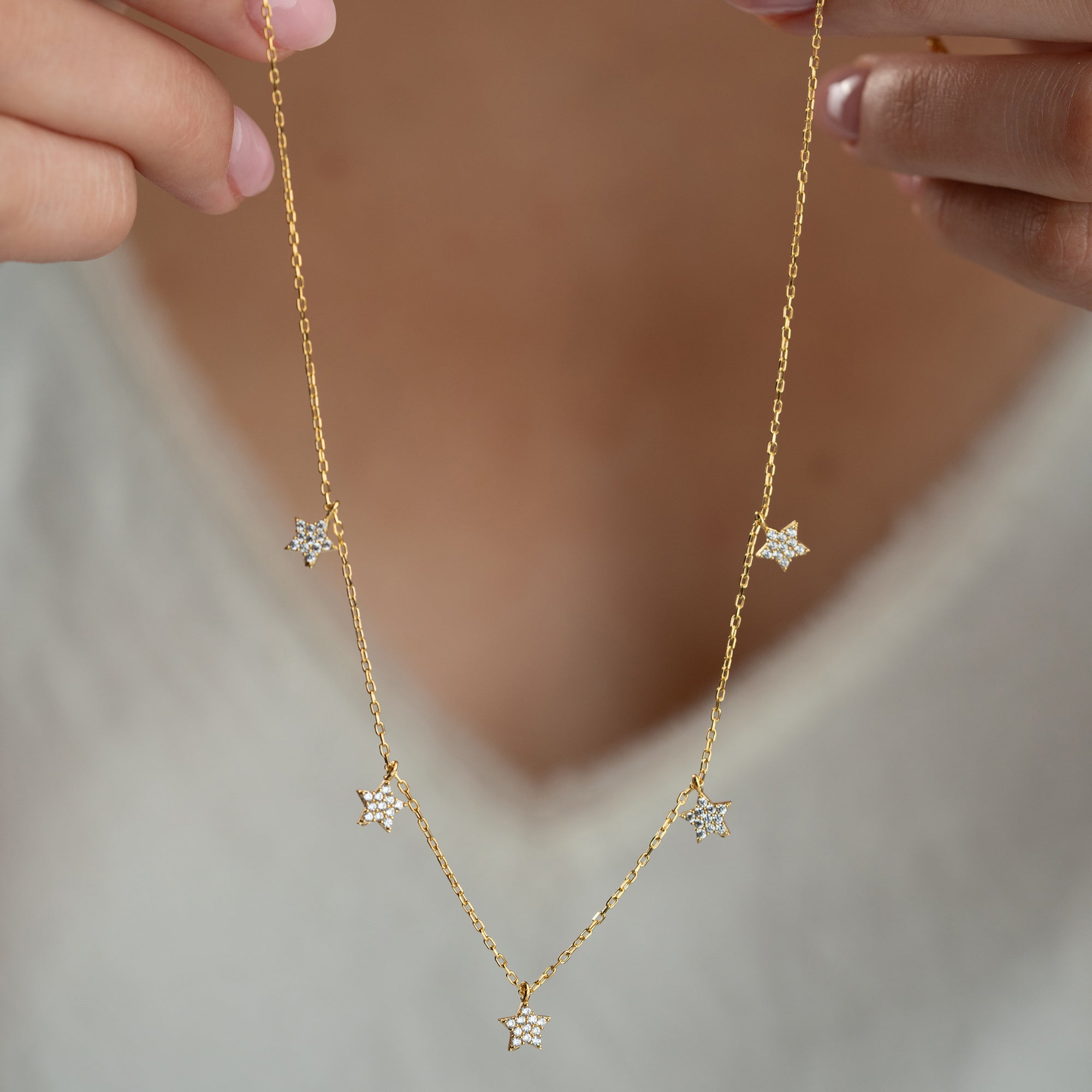 FÜNF STERN HALSKETTE | 925 SILBER