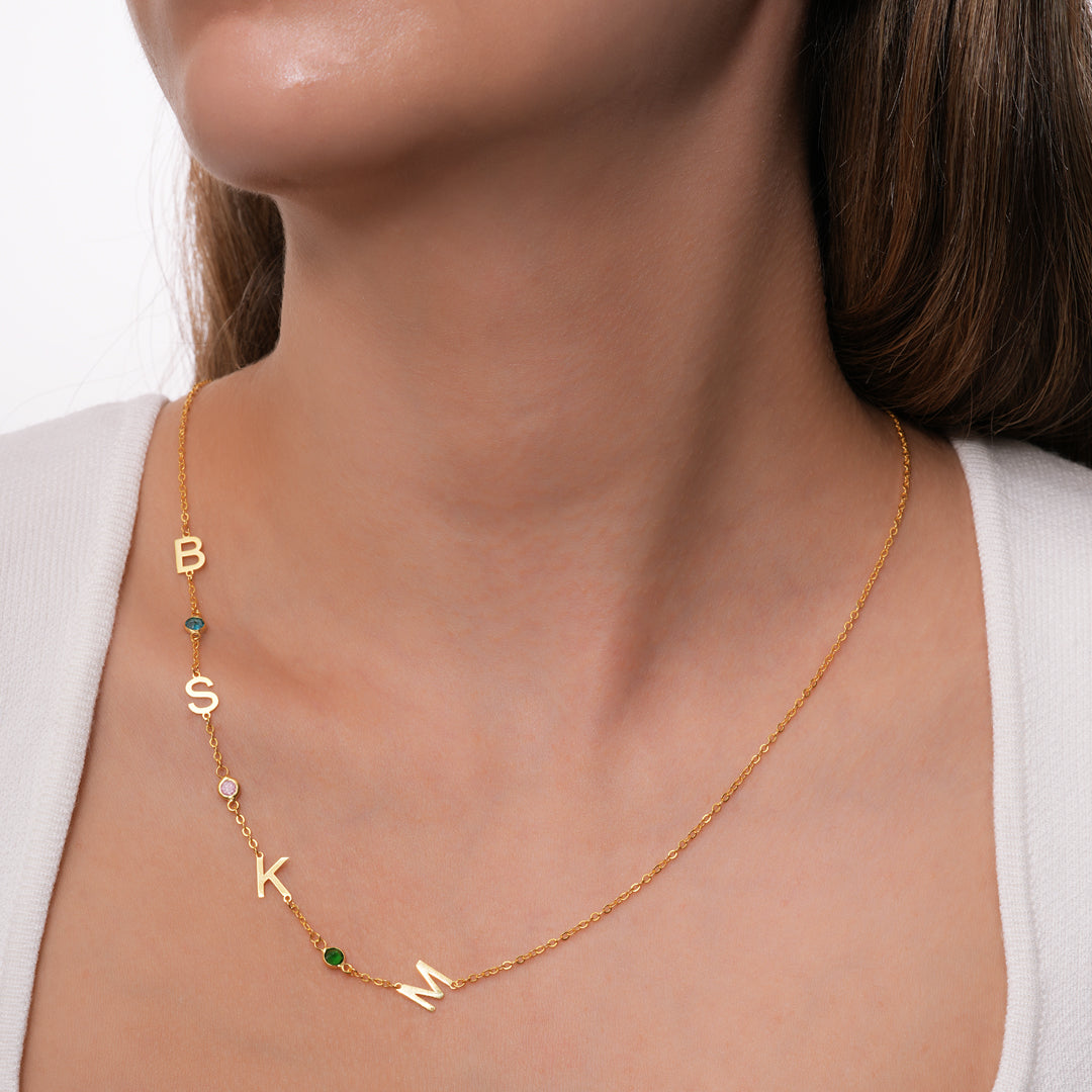 Birthstone Letter Necklace