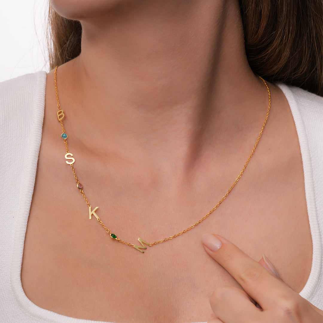 Birthstone Letter Necklace