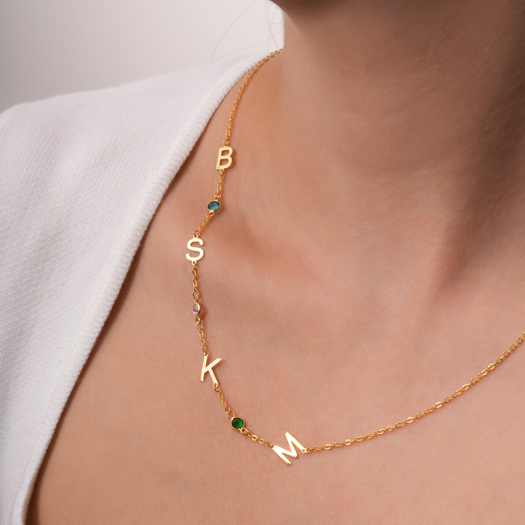 Birthstone Letter Necklace
