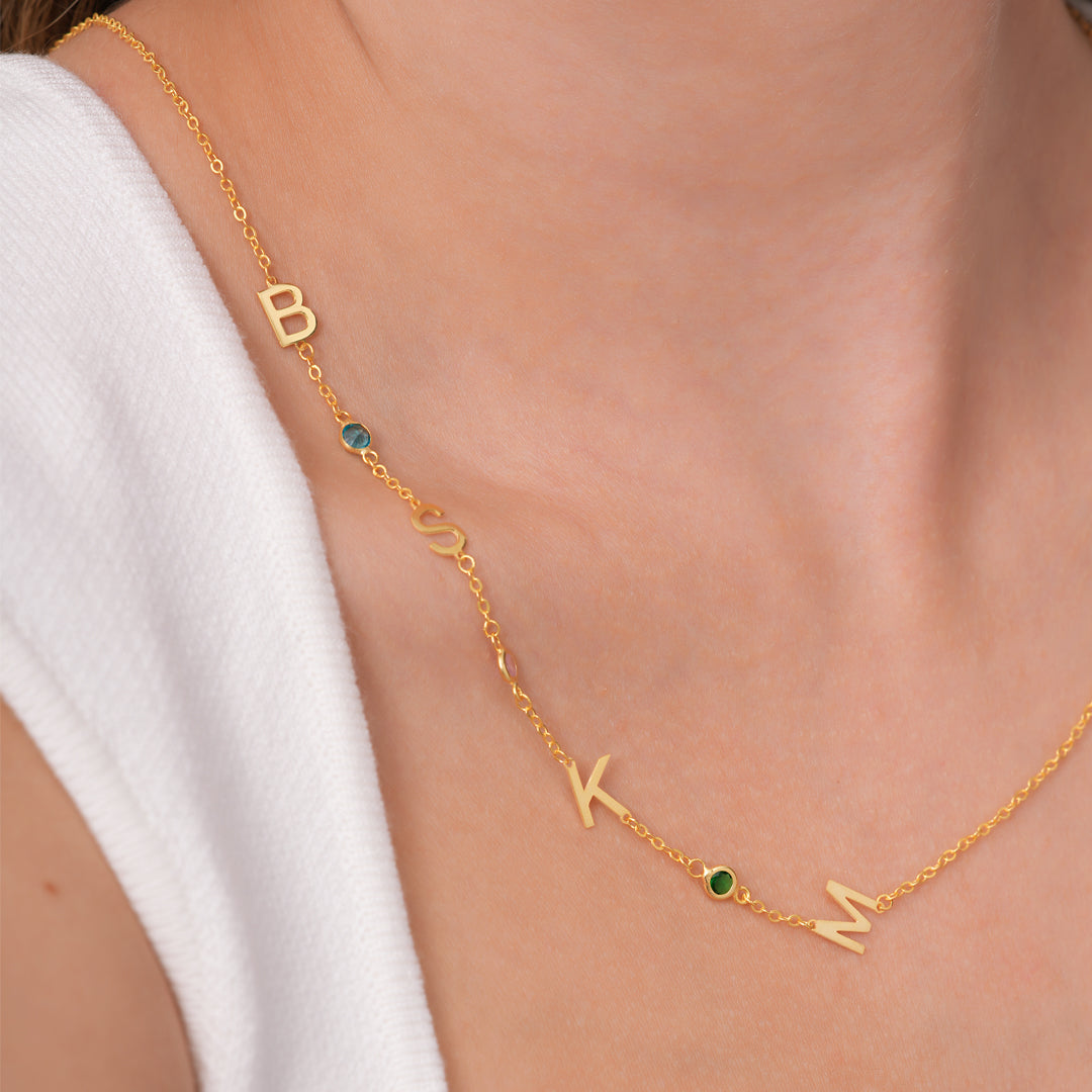 Birthstone Letter Necklace