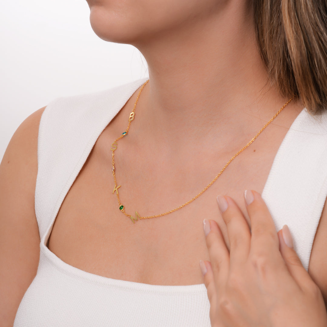 Birthstone Letter Necklace