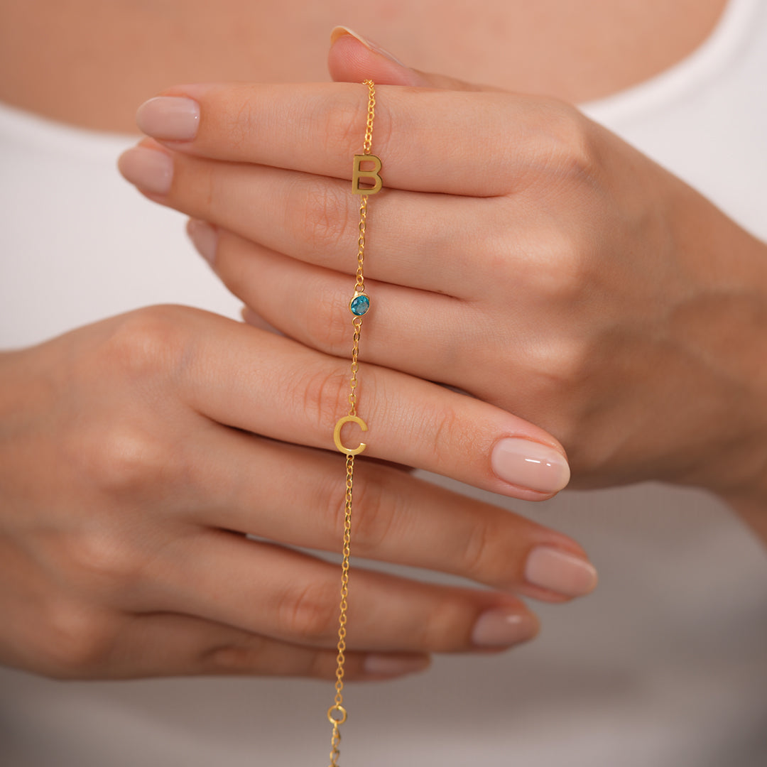 Birthstone Letter Bracelet