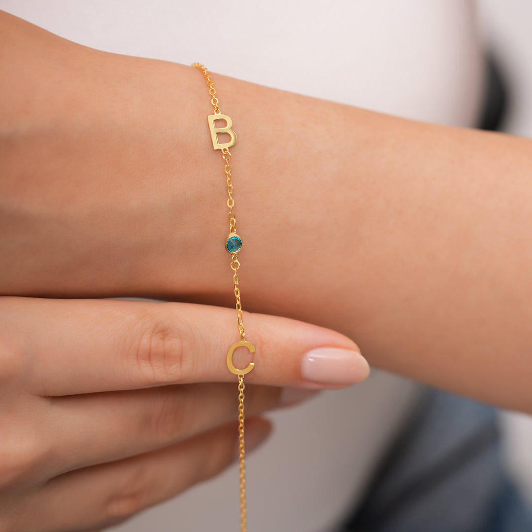 Birthstone Letter Bracelet